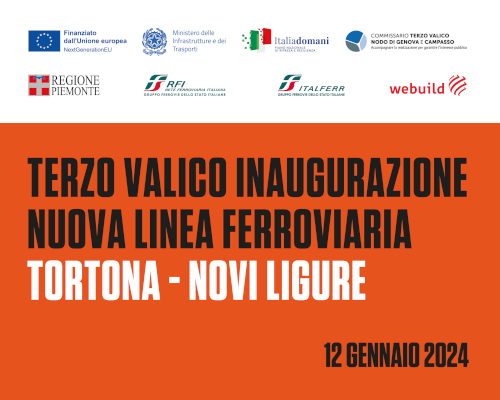 locandina evento 12 gennaio inaugurazione nuova linea Tortona-Novi Ligure 