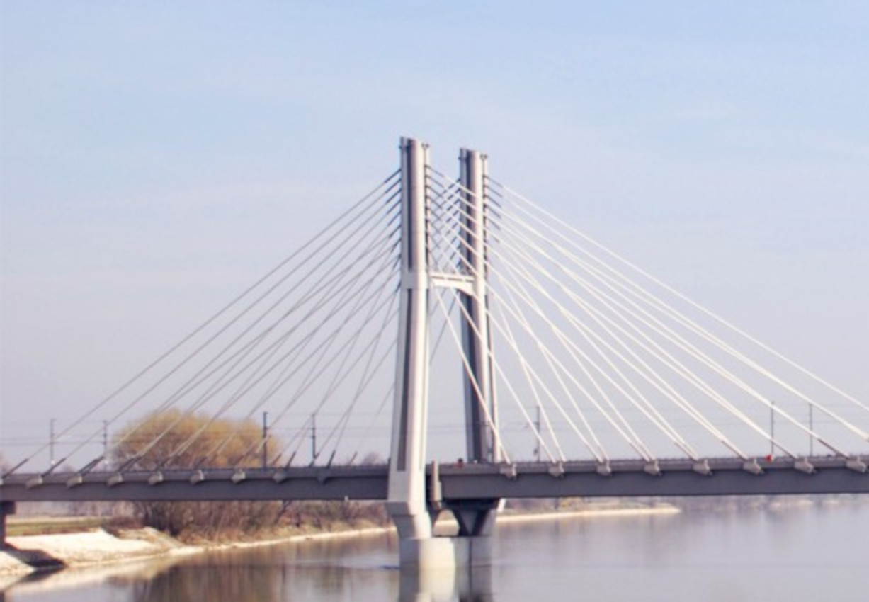 foto linea AV Milano Bologna: ponte strallato sul Po