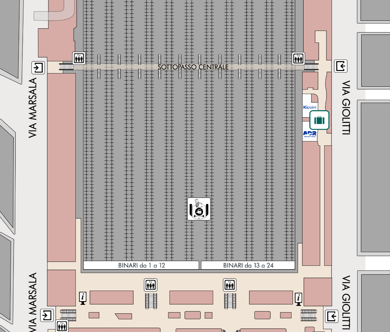 planimetria check in bagagli Fiumicino Aerporto/ADR  e deposito bagagli KI POINT