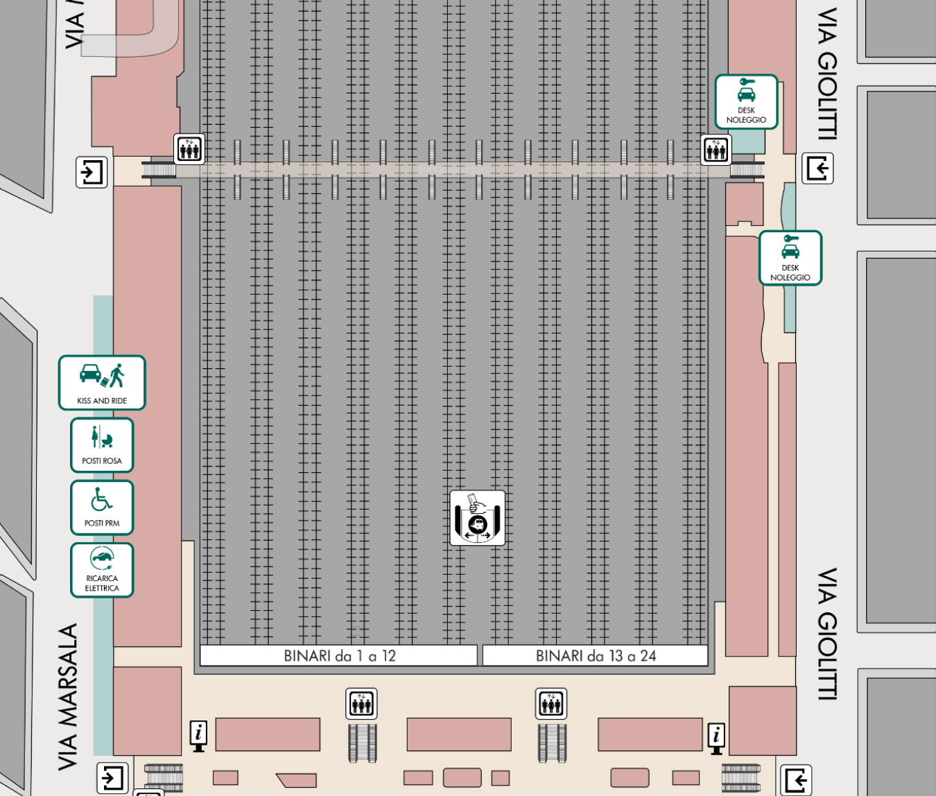 Planimetria parking e desk noleggio