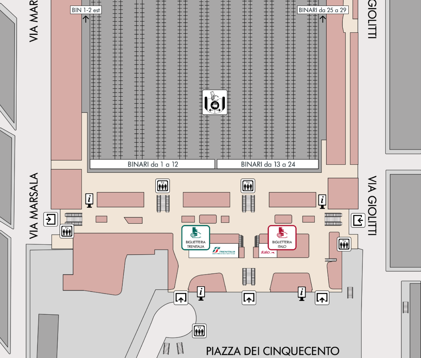 Planimetria biglietteria Trenitalia e Italo